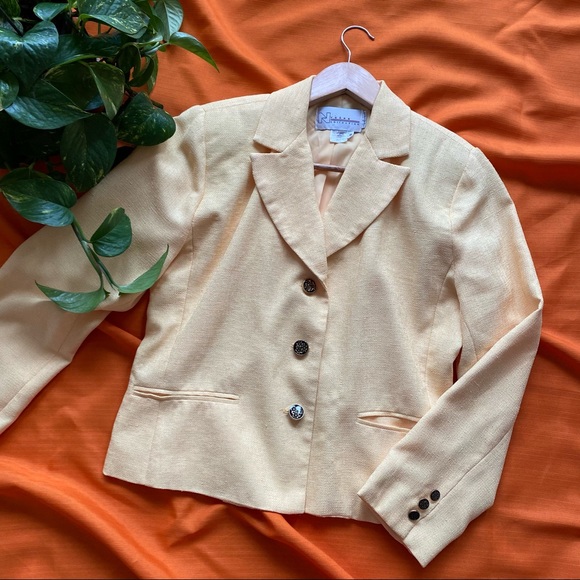 Vintage Yellow Sunflower Button Blazer Spring Jacket - Picture 8 of 9